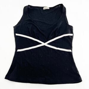 Charlotte Russe Black Y2K V-Neck Tank Top Small‎